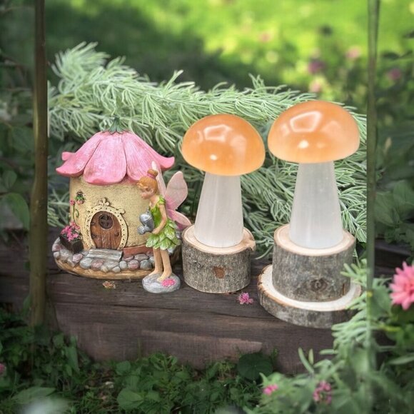 Selenite Crystal Mushroom Light Handcrafted Lamp Healing Glow Organic Home Décor - Picture 14 of 16